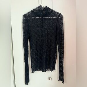 Sheer lace long sleeve turtleneck
